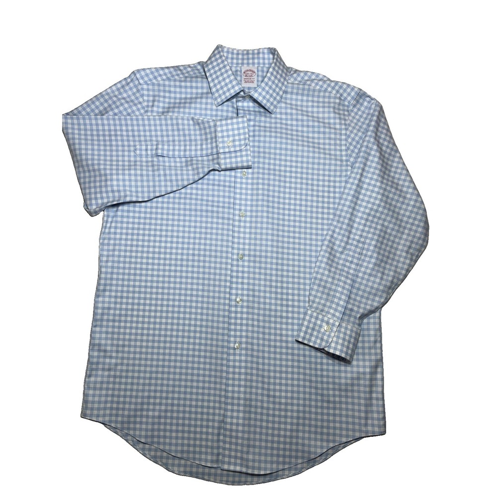 Brooks Brothers Mens 15.5 32/33 Blue Check Plaid Madison Fit Button Up Shirt EUC